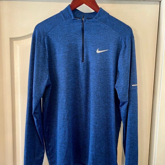 Nike Running Dri-Fit 1/4 Zip Pullover, Blue, Men's Large, Thumbholes - Picture 1 of 3